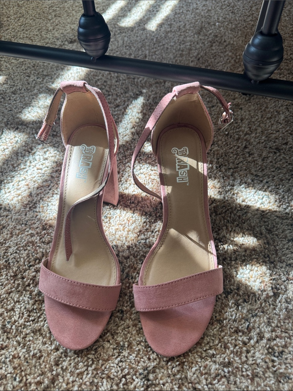 Blush Pink Ankle-Strap Block Heel - Picture 1 of 3